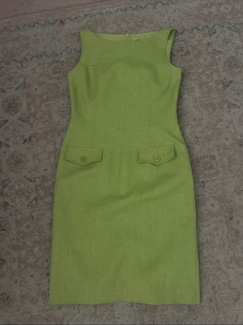 David Meister Sleeveless Lime Green Sheath Dress